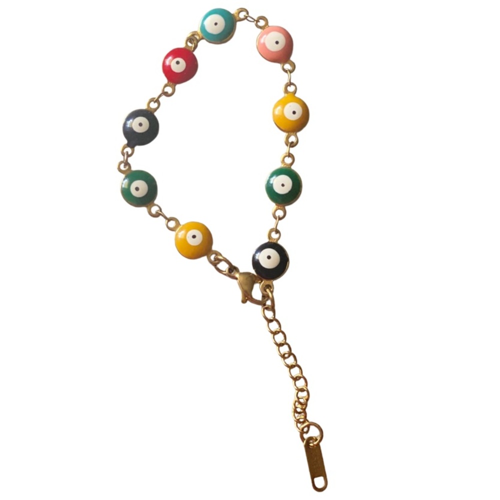 Evil eye row bracelet